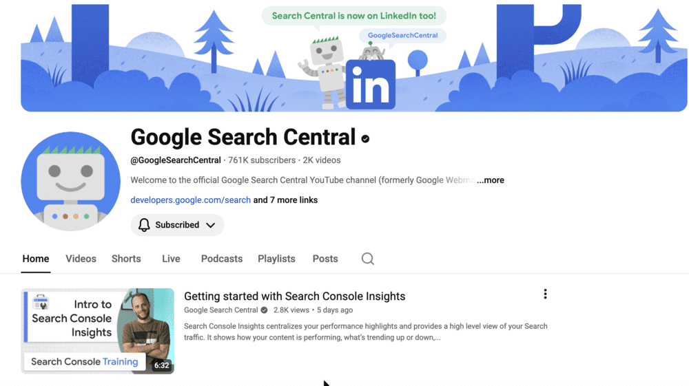 یوتیوب google search central