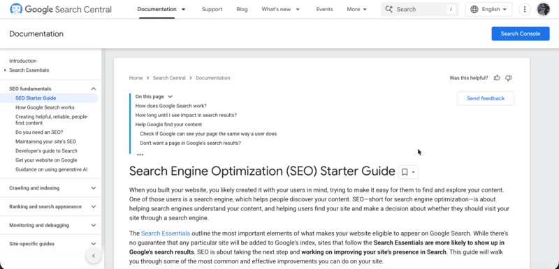 google seo starter guide